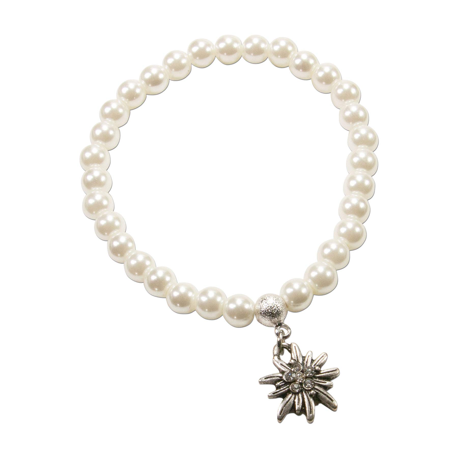 Alpenflüstern DAHEIM Perlenarmband Edelweiss Creme-weiß