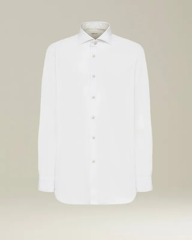 Kiton Hemd Baumwolle Herrenhemd weiss Perlmuttknöpfe