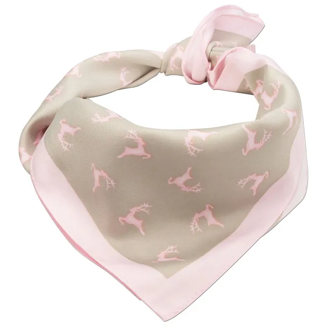 Alpenflüstern DAHEIM Nickituch Hirsche rosa-braun 50x50