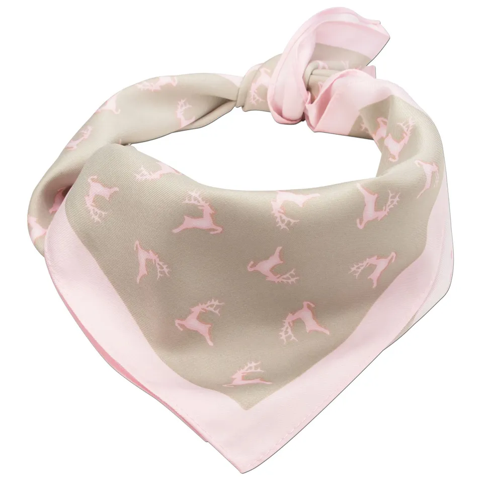 Alpenflüstern DAHEIM Nickituch Hirsche rosa-braun 50x50
