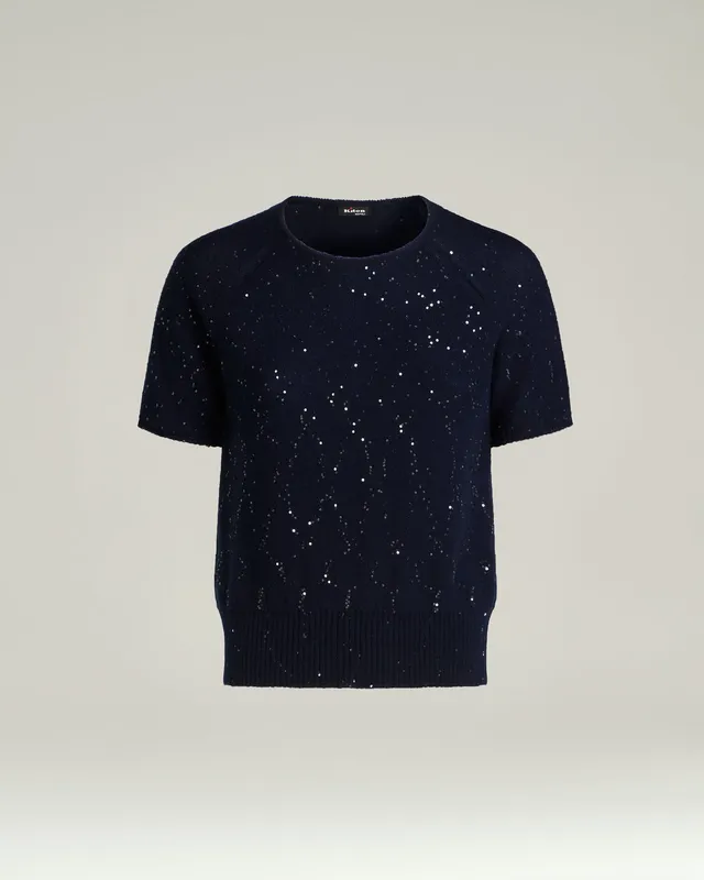 Kiton Knitwear Pure Blue Cashmere Pullover blau Lurex
