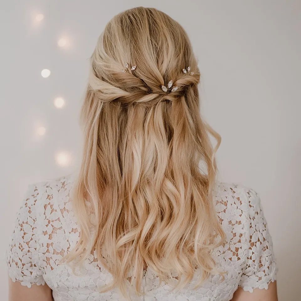 Perlenbräute Haarschmuck Trude Haarnadeln Silber 3er Set Kristall