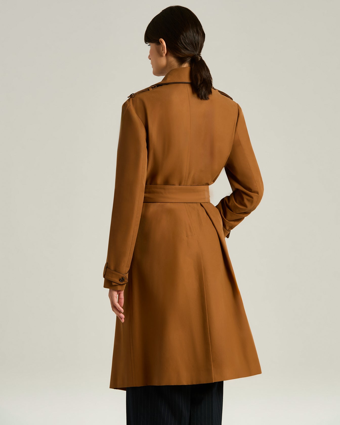 Kiton Tailored Cotton Leather Trenchcoat Trenchcoat mit Gürtel