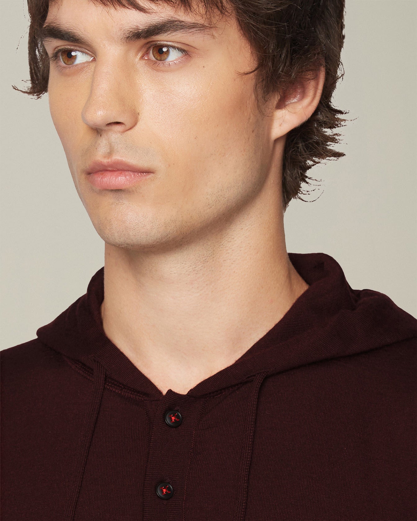 Kiton Kaschmir Seide Hoodie Kapuze Knopf Herren Strickpullover