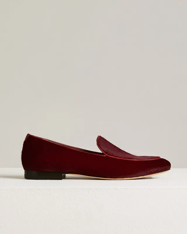 Kiton Shoes Loafer Kalbhaar Burgunderrot Rot