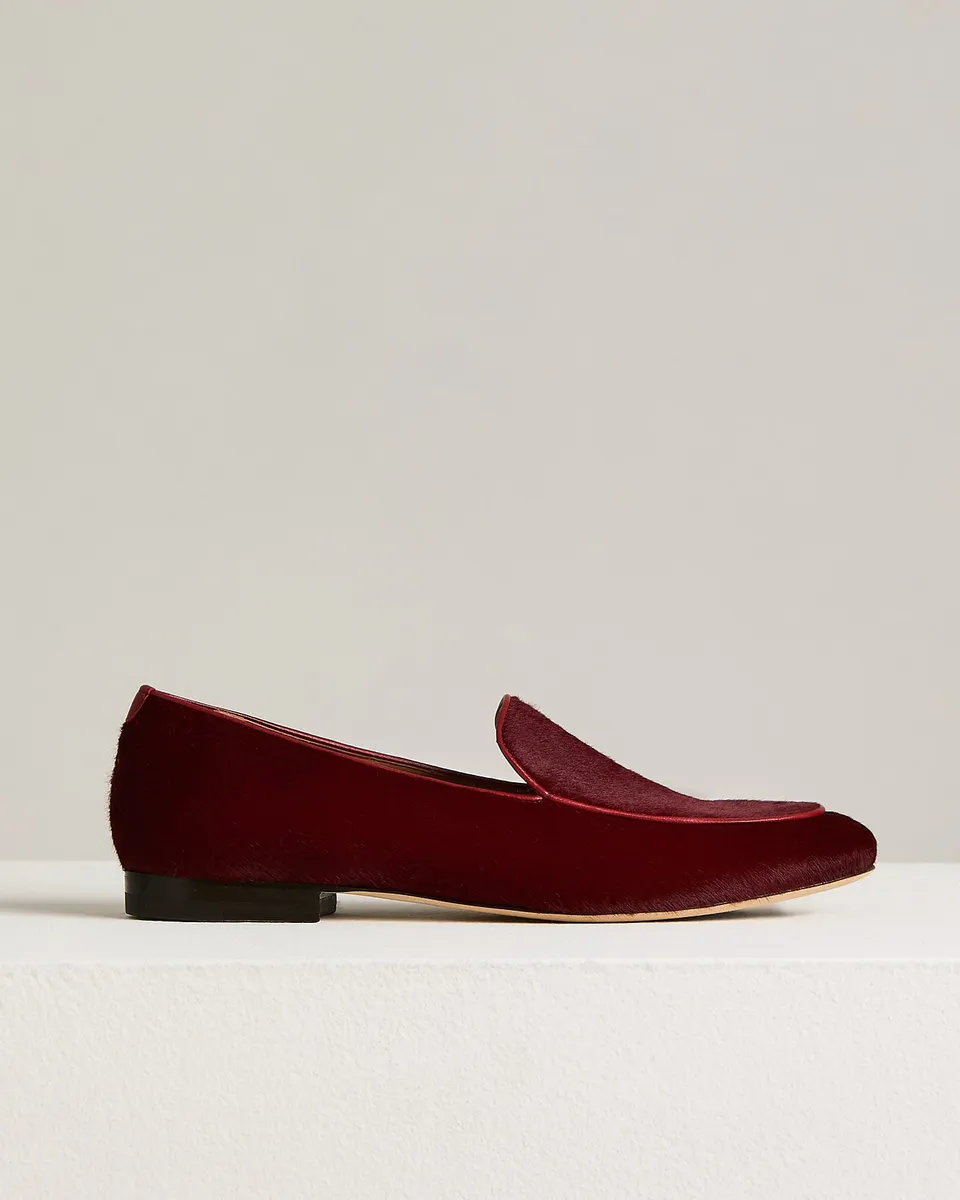 Kiton Shoes Loafer Kalbhaar Burgunderrot Rot