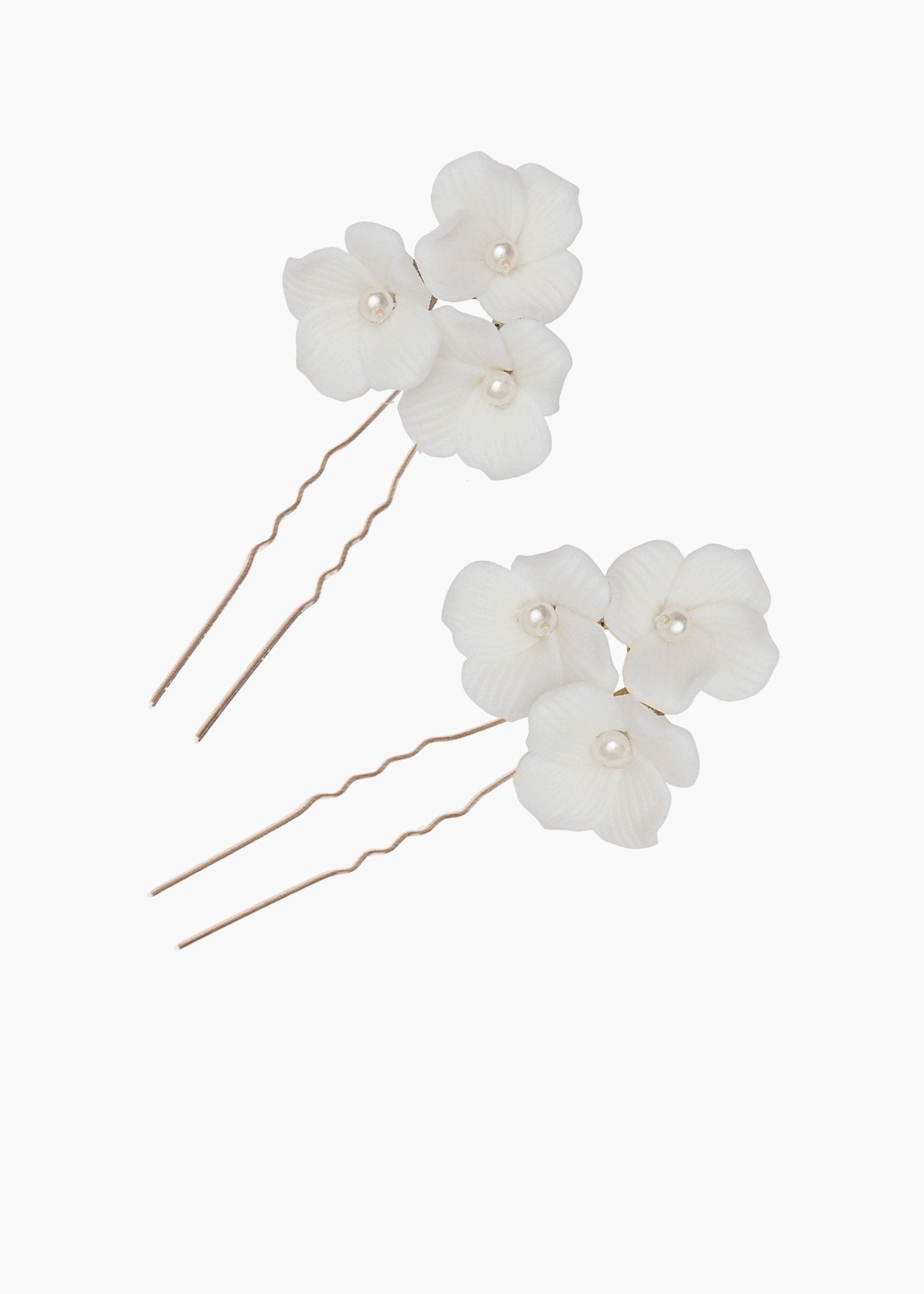 Elizabeth Bower Weiss Cluster Haarnadeln Rhodium 2er-Set Porzellan