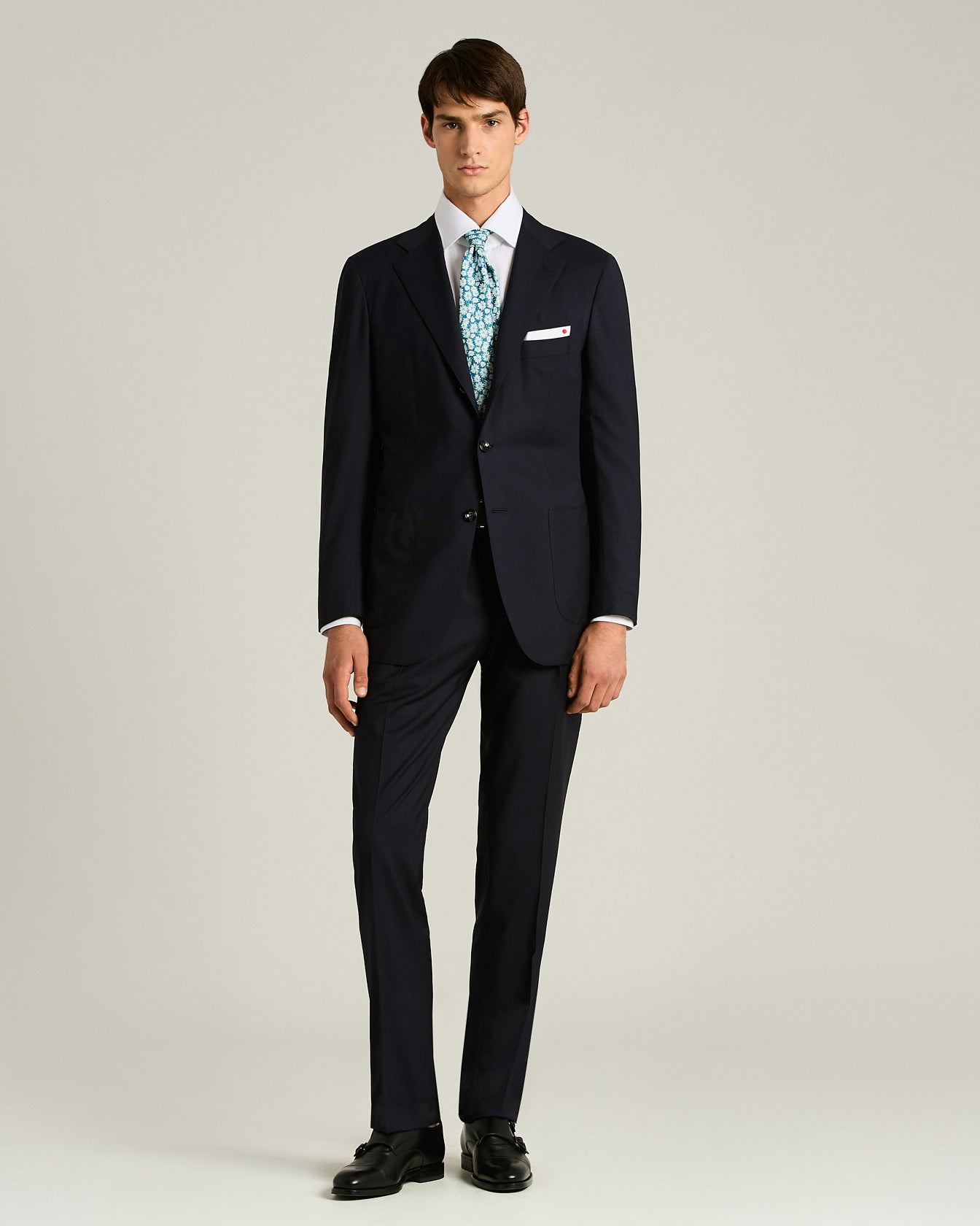 Kiton Ties Krawatte Seide Blau Grün Micro-Floral TU
