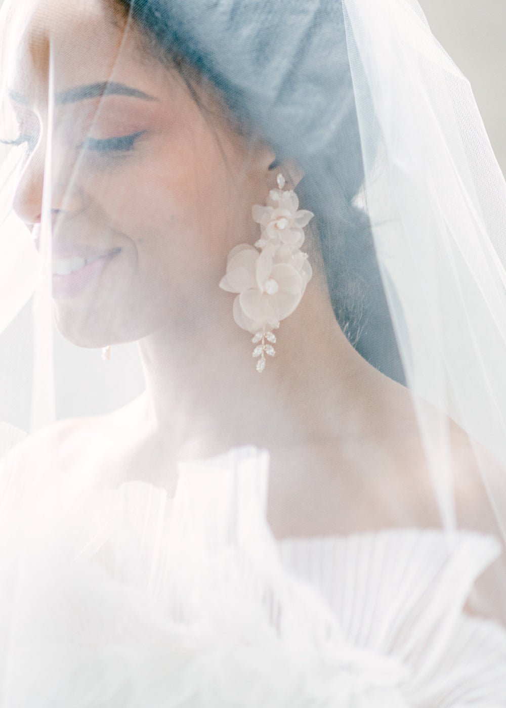 Elizabeth Bower Artemis Chandelier Gold Blush Organza