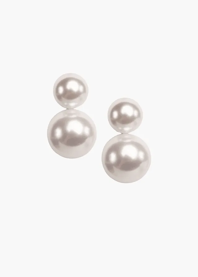 Elizabeth Bower Pearl Dublet Ohrringe Rhodium Doppelperlen Stecker