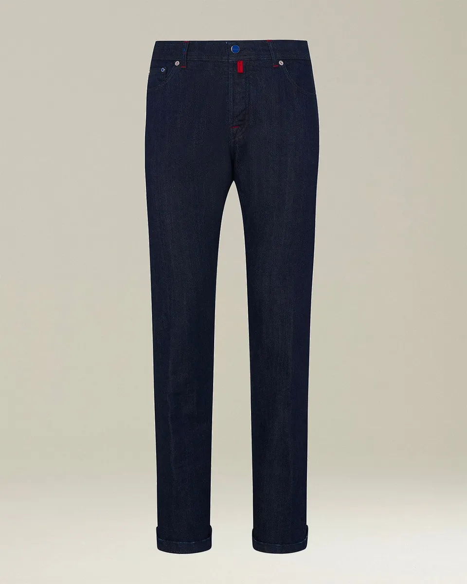 Kiton Baumwolle Jeans Slim 5-Taschen dunkelblau Herren