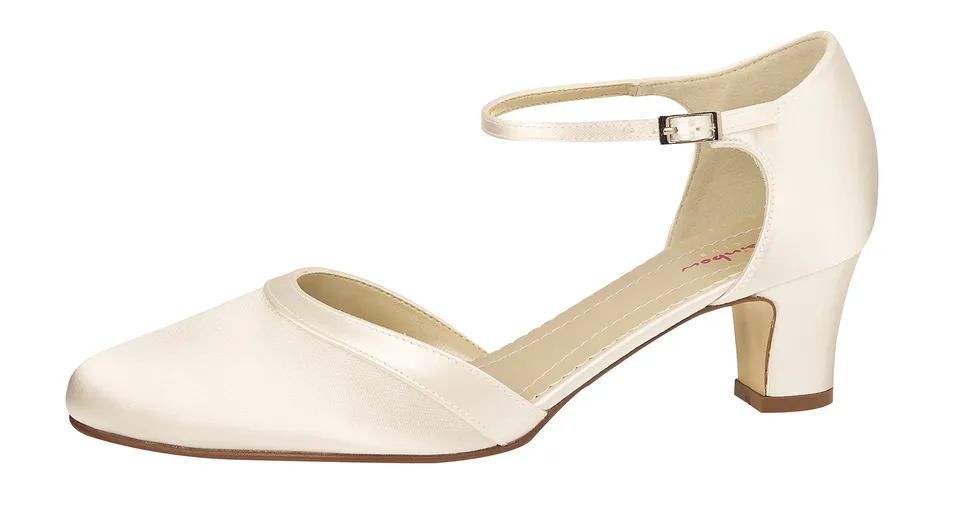 Rainbow Club Essentials Anika Pumps Ivory Satin 5cm Blockabsatz