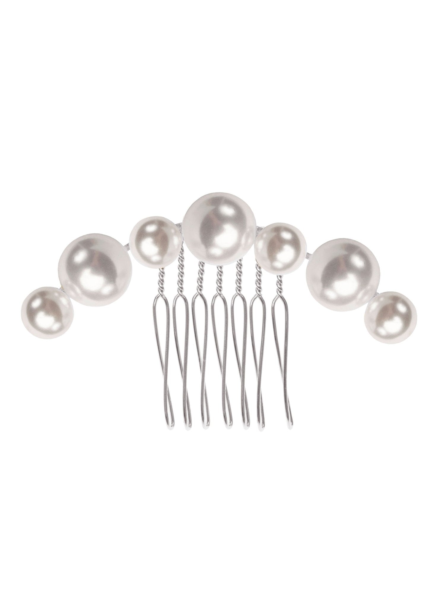 Elizabeth Bower Pearl Dublet Perlenhaarkamm Rhodium 77mm