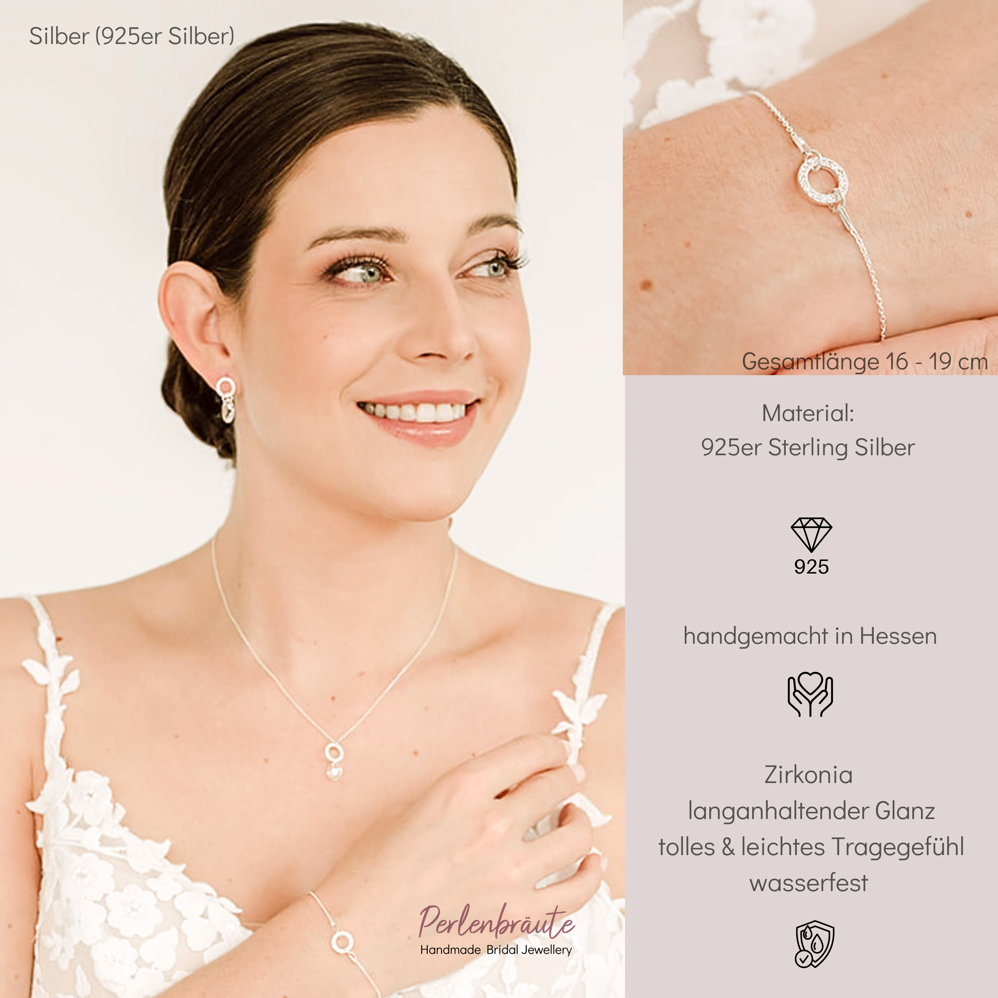 Perlenbräute Mimi Armband Zirkonia Gold 16-19cm