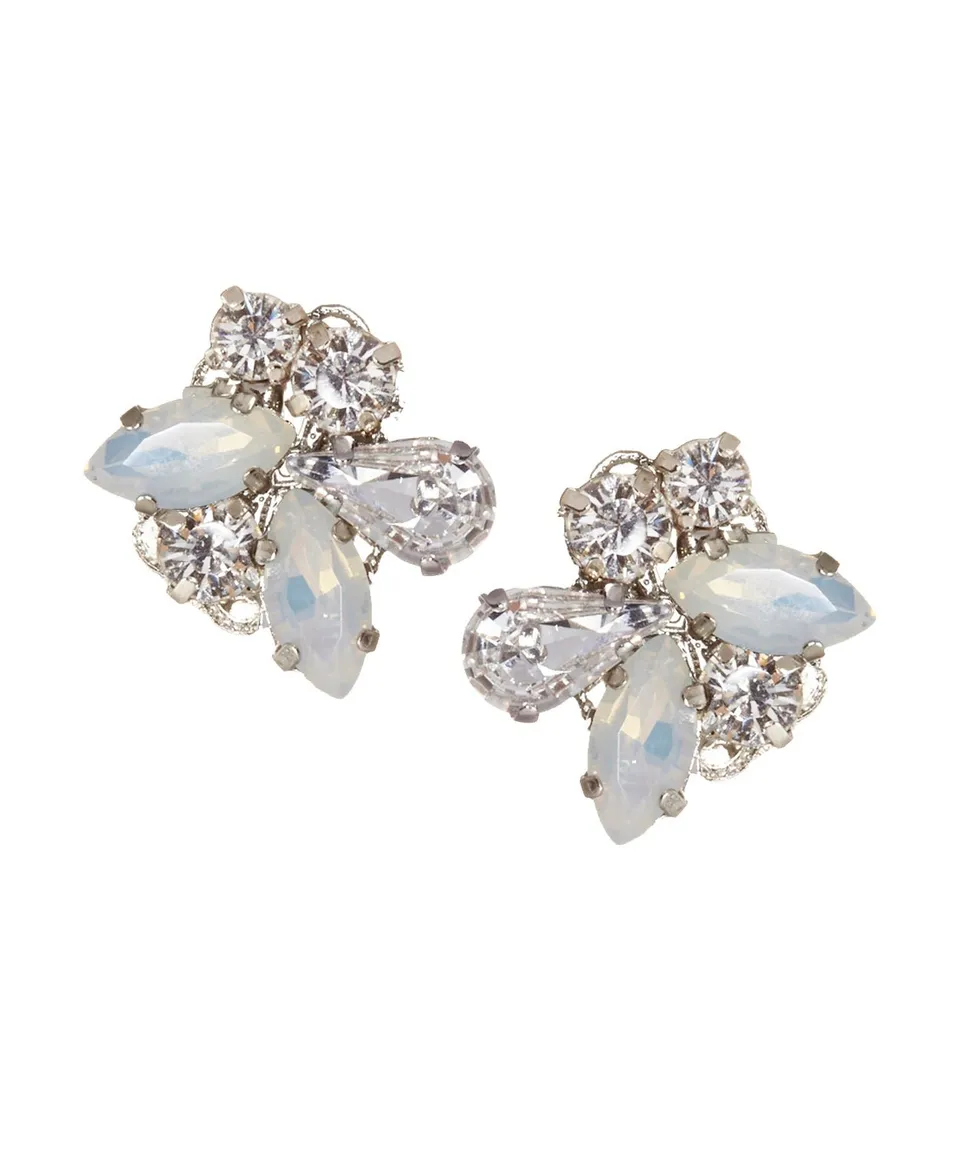 Elizabeth Bower Cluster Ohrstecker Rhodium Opal Kristall