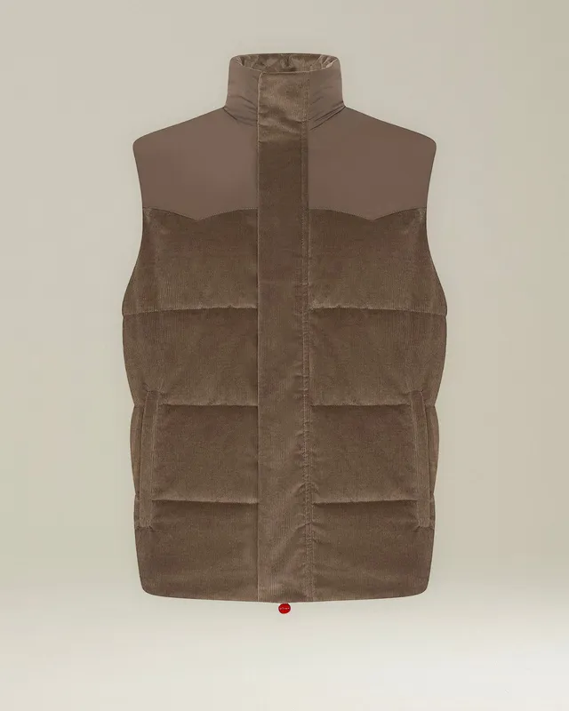Kiton Gilet Velvet Sleeveless Daunenweste Samt leicht