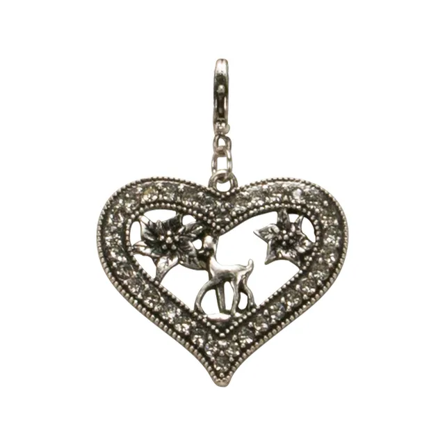 Alpenflüstern DAHEIM AAH084 Anhänger Strass-Herz Bambi antik-silber
