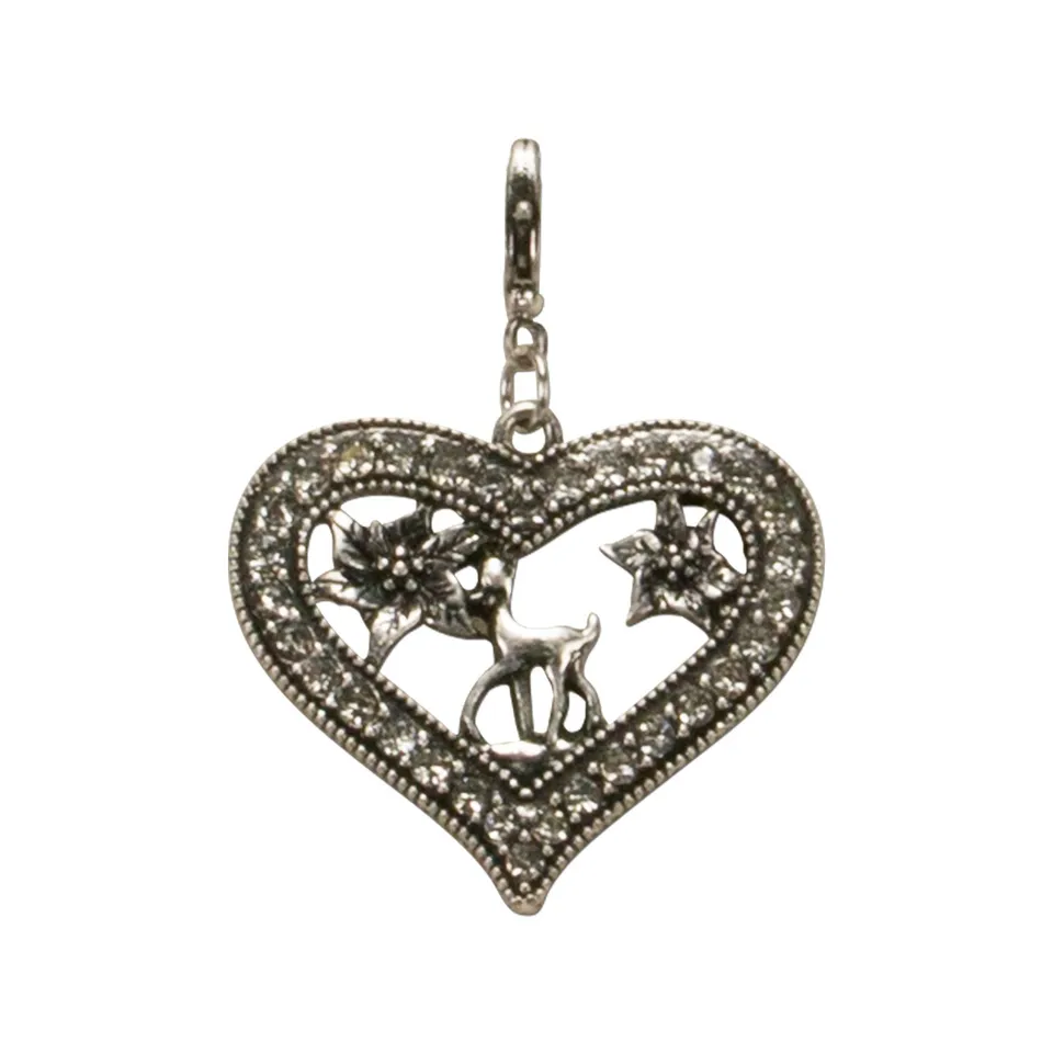 Alpenflüstern DAHEIM AAH084 Anhänger Strass-Herz Bambi antik-silber