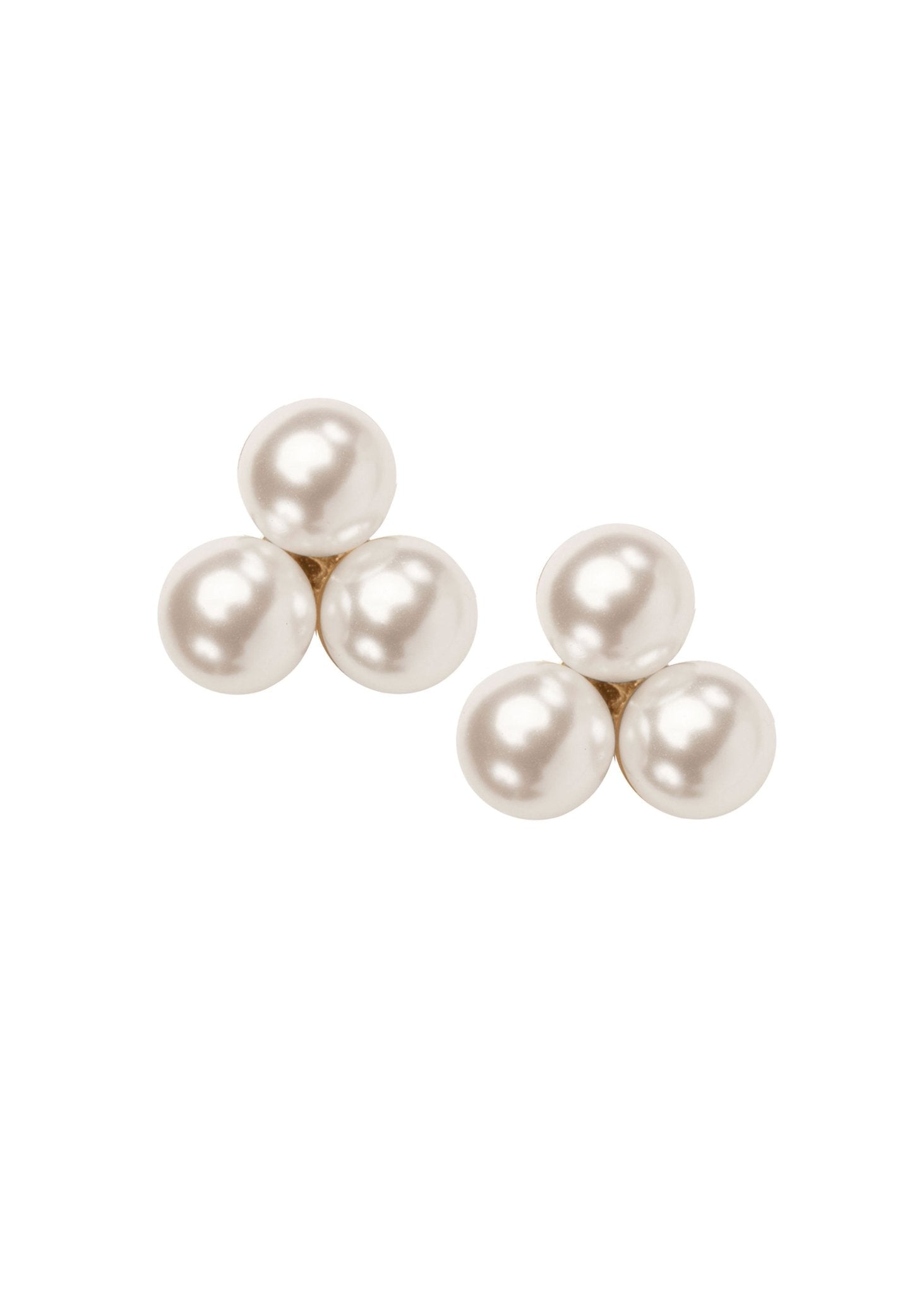Elizabeth Bower Pearl Triplet Ohrstecker Rhodium Kristall