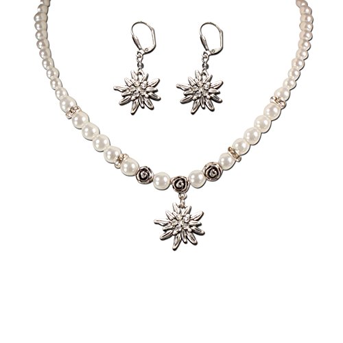 Alpenflüstern DAHEIM SET005 Trachtenschmuck-Set Weiß Perlen