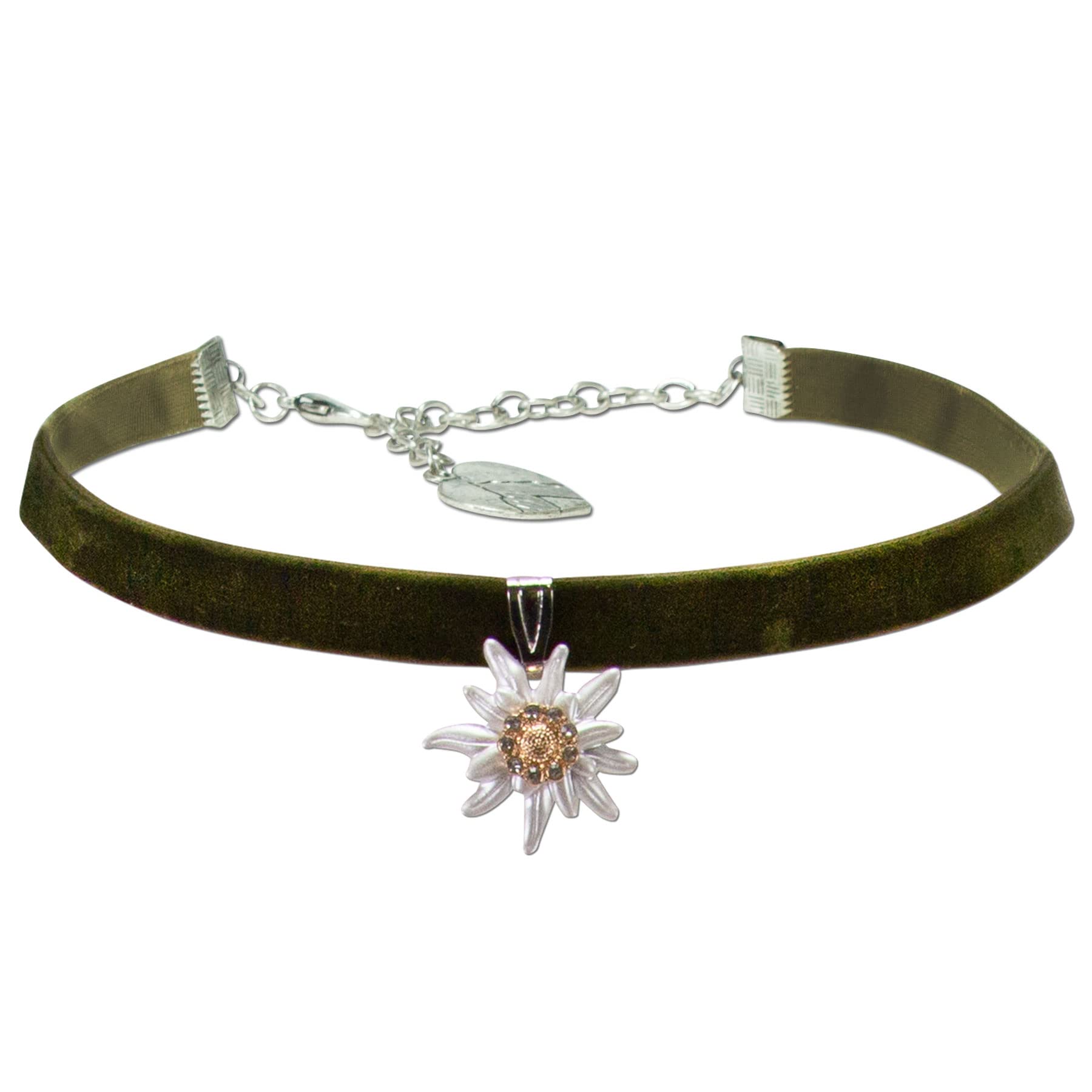 Alpenflüstern Daheim Greta DHK319 Samtkropfband rot Edelweiss