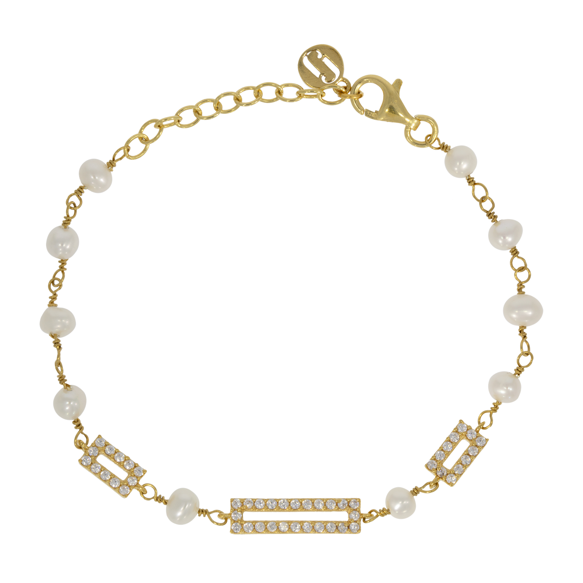 Juvelan Art Style Perlenarmband Silber mit Kristallen