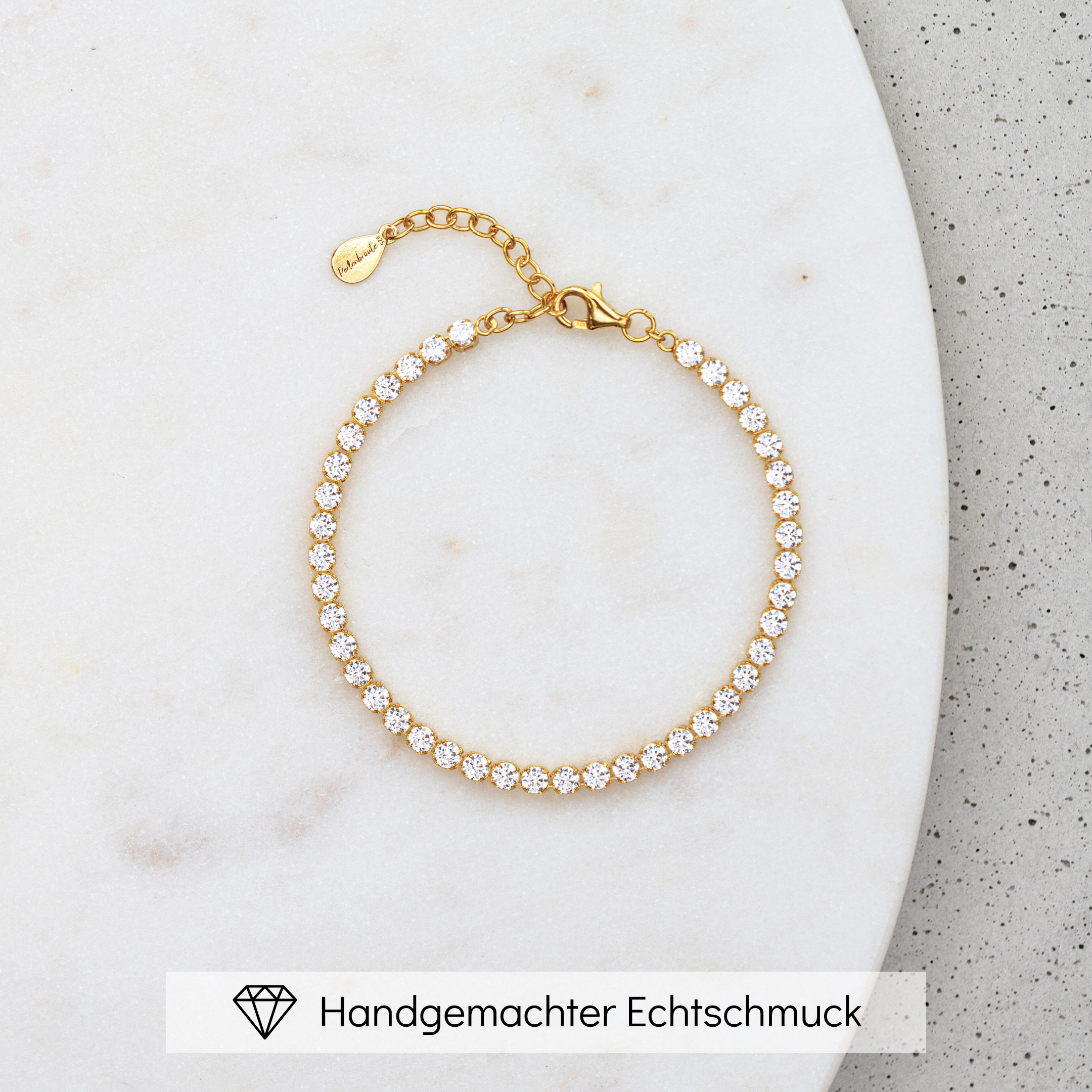 Perlenbräute Sanna Tennisarmband Gold 16-19cm mit Zirkonia
