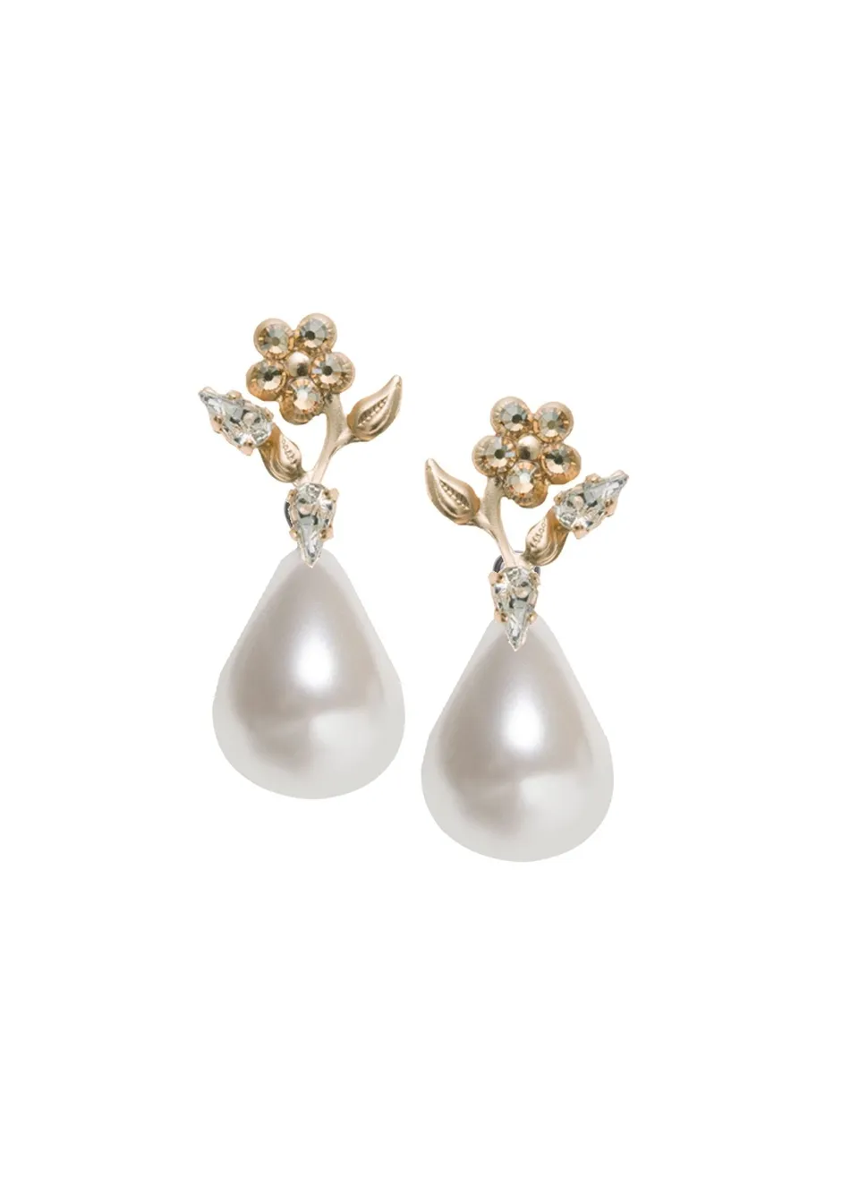 Elizabeth Bower Sakura Bauble Pearl Tropfen Braut Ohrringe Rhodium