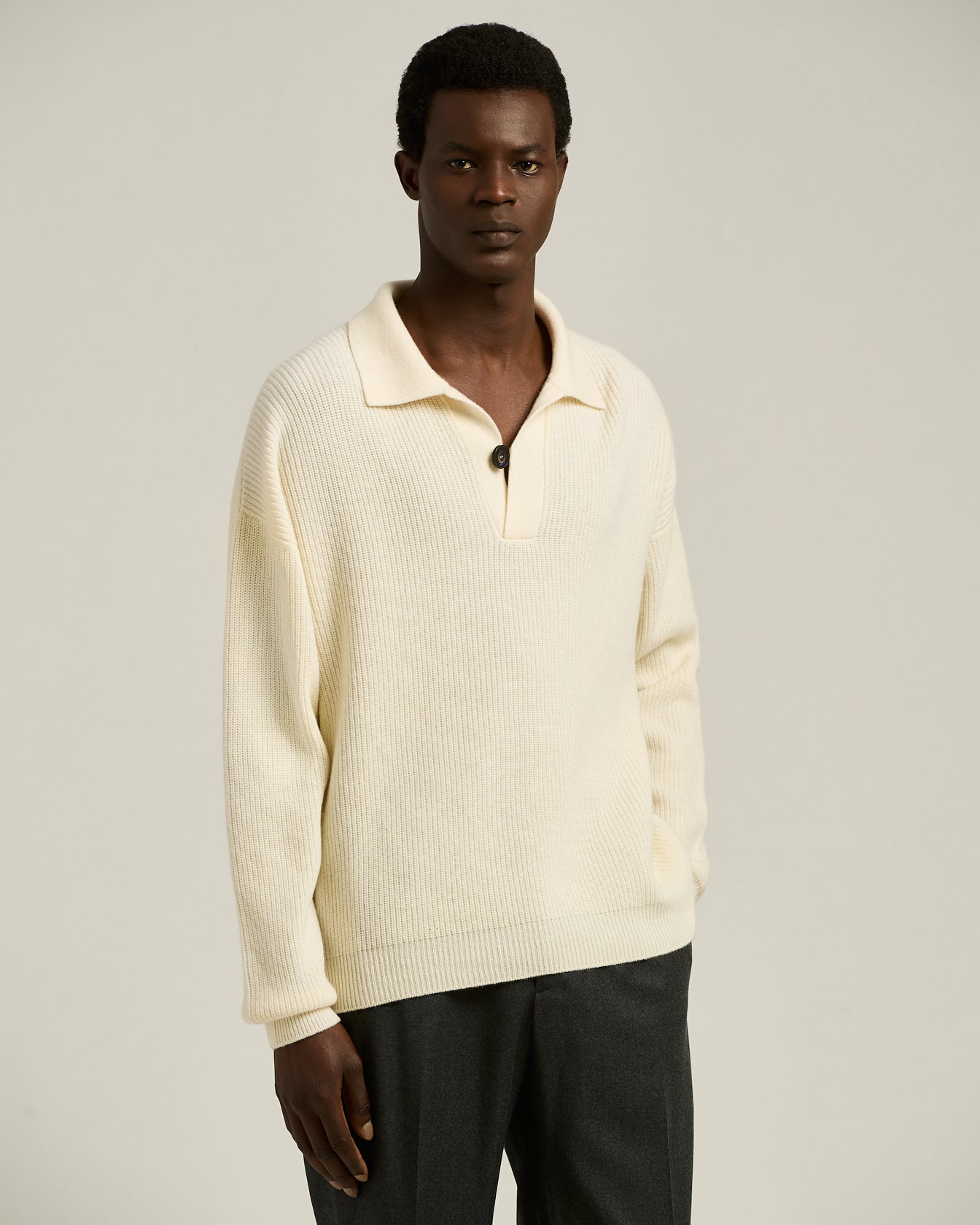 Kiton Polo Virgin Wool Polo Schurwolle Ivory