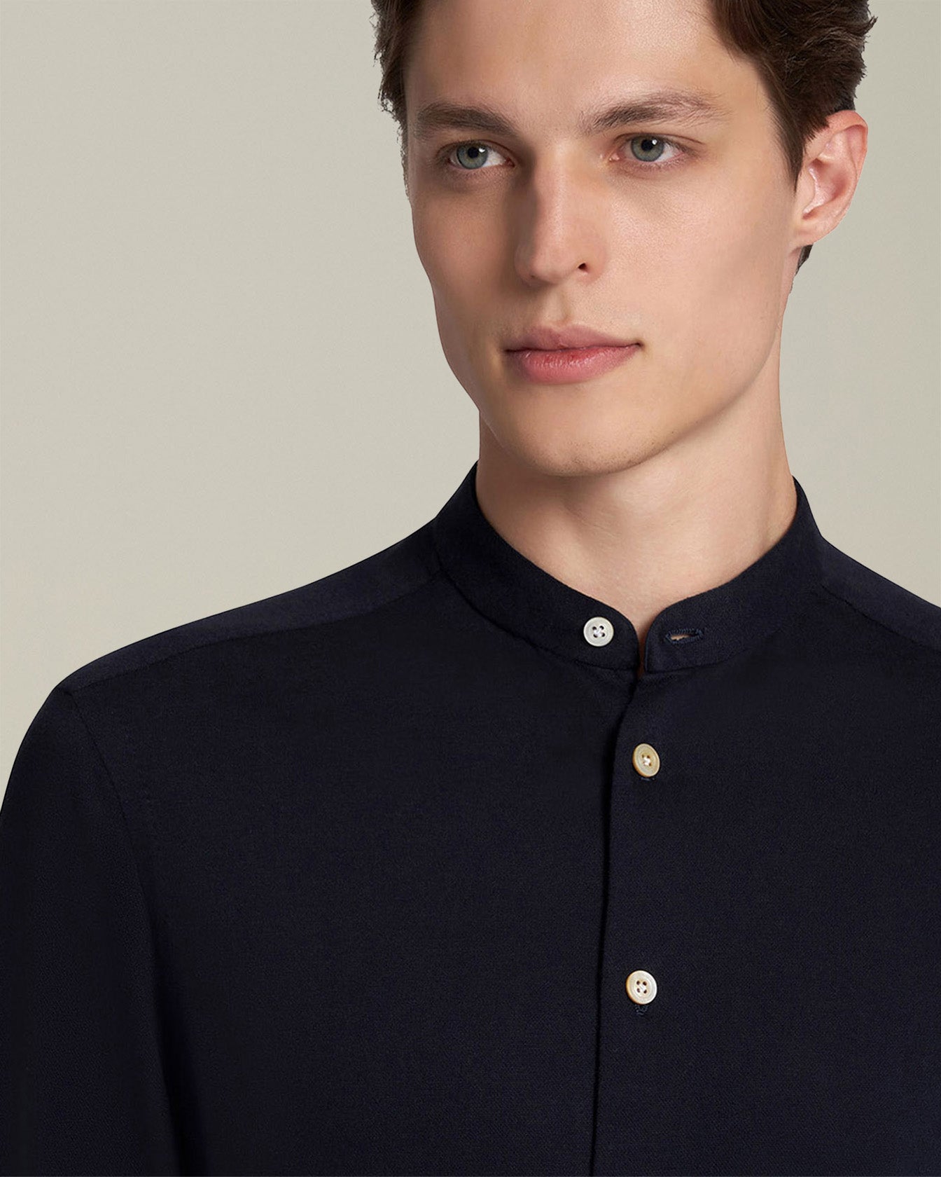 Kiton Shirts Hemd Baumwolle-Kaschmir Dunkelblau Gr. 40