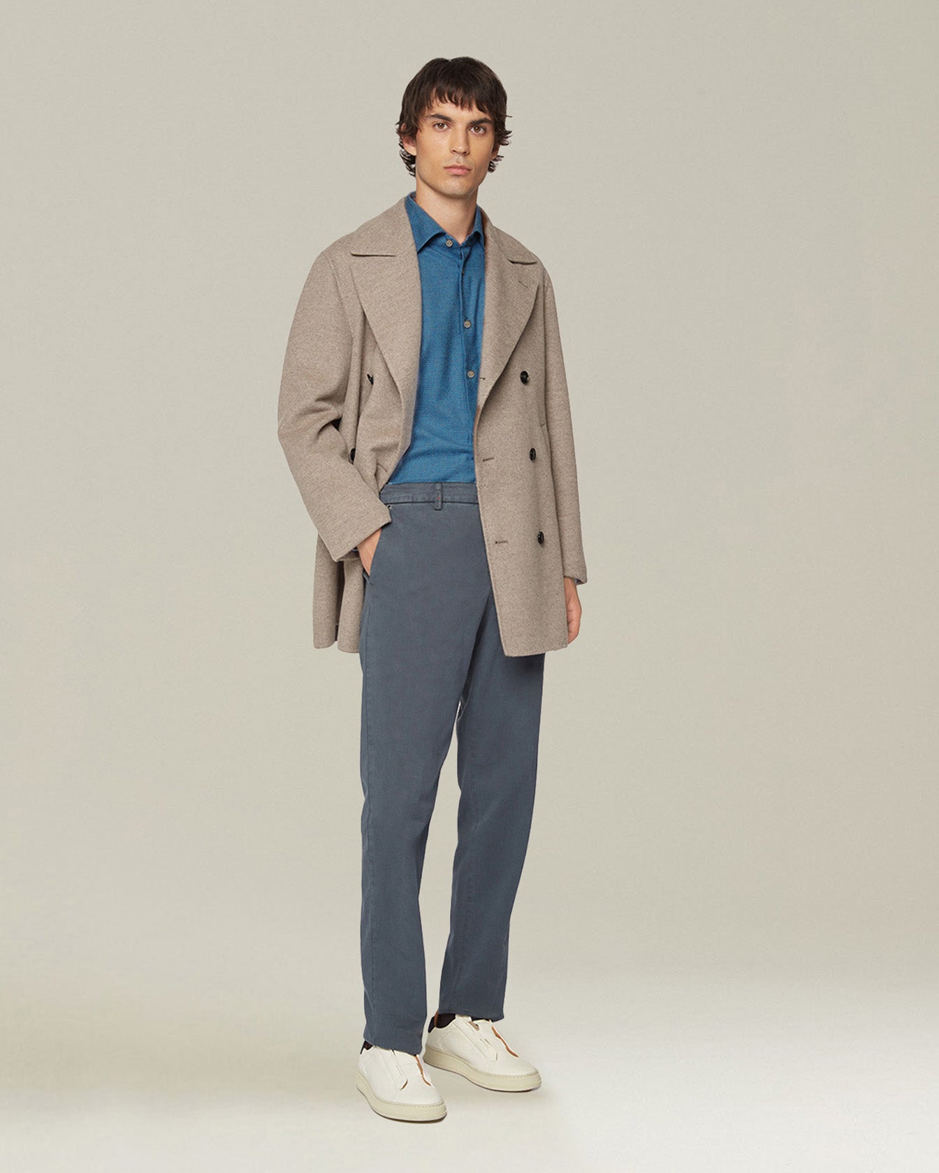 Kiton Nerano Flanell Hemd Hahnentritt Baumwolle