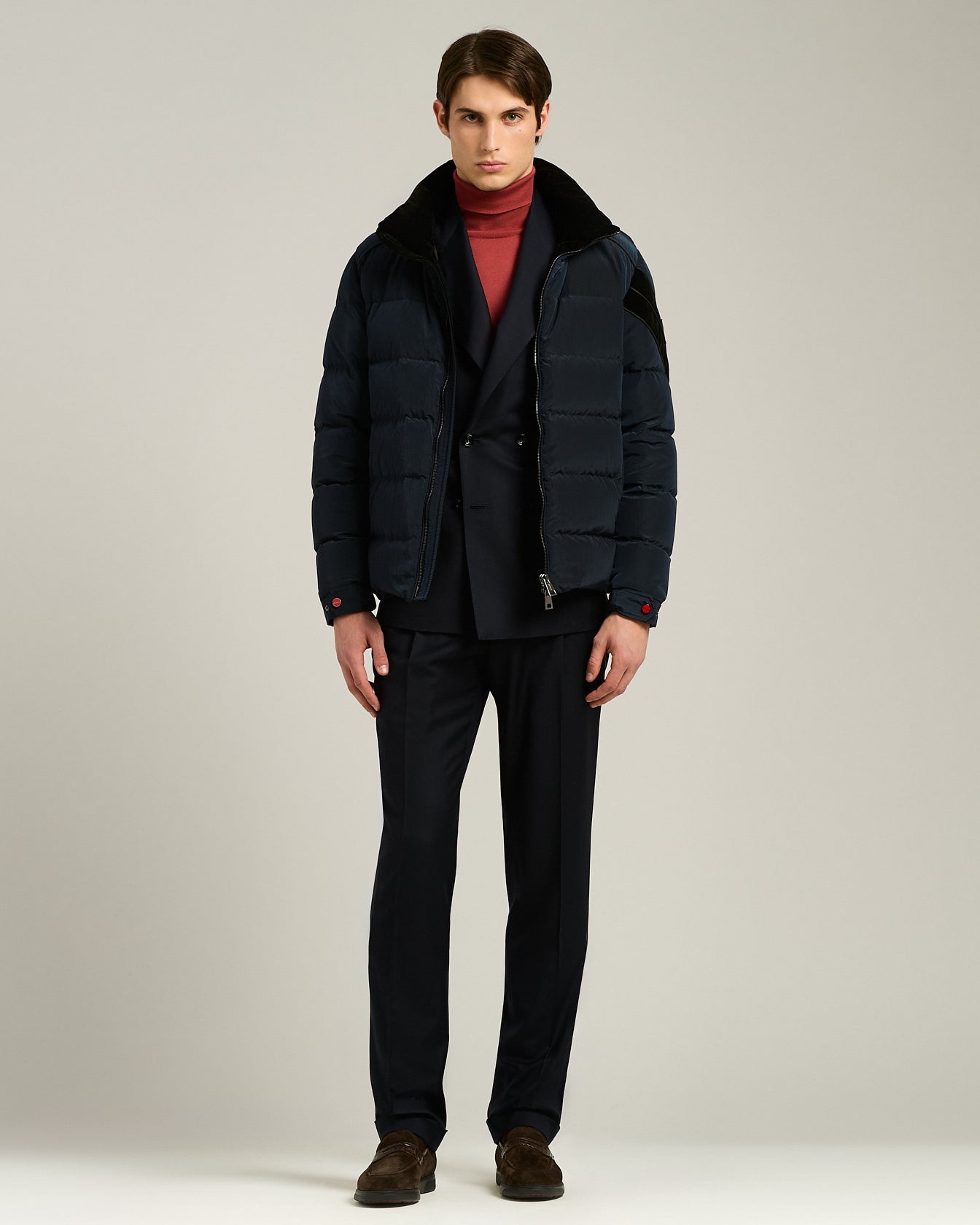 Kiton Outerwear Quilted Bomber Blouson 52 Navy Technik