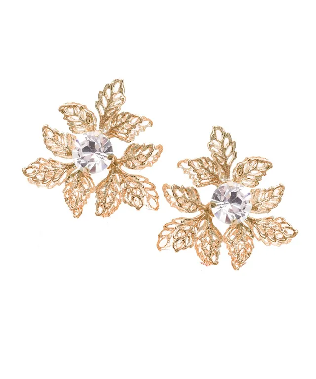 Elizabeth Bower Lily Leaf Studs Ohrstecker Gold Kristall
