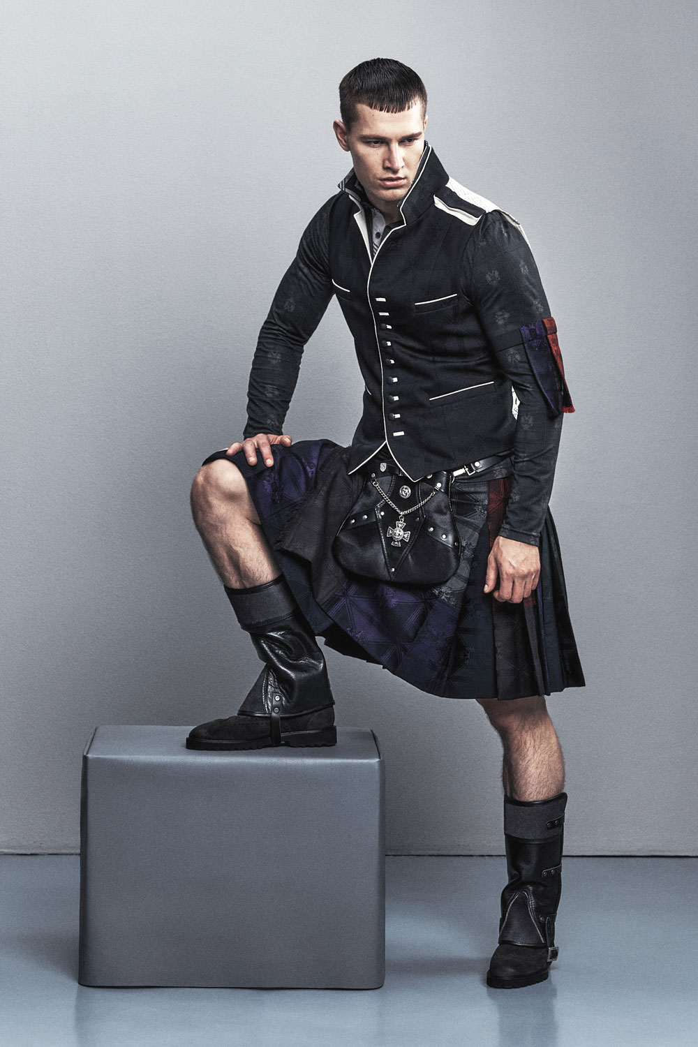 Rettl MEN Patch Anniversary Kilt Patchwork Karo Wolle