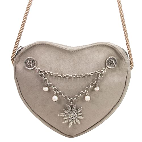 Alpenflüstern DAHEIM DTA064 Herztasche Dirndltasche Taupe-Grau