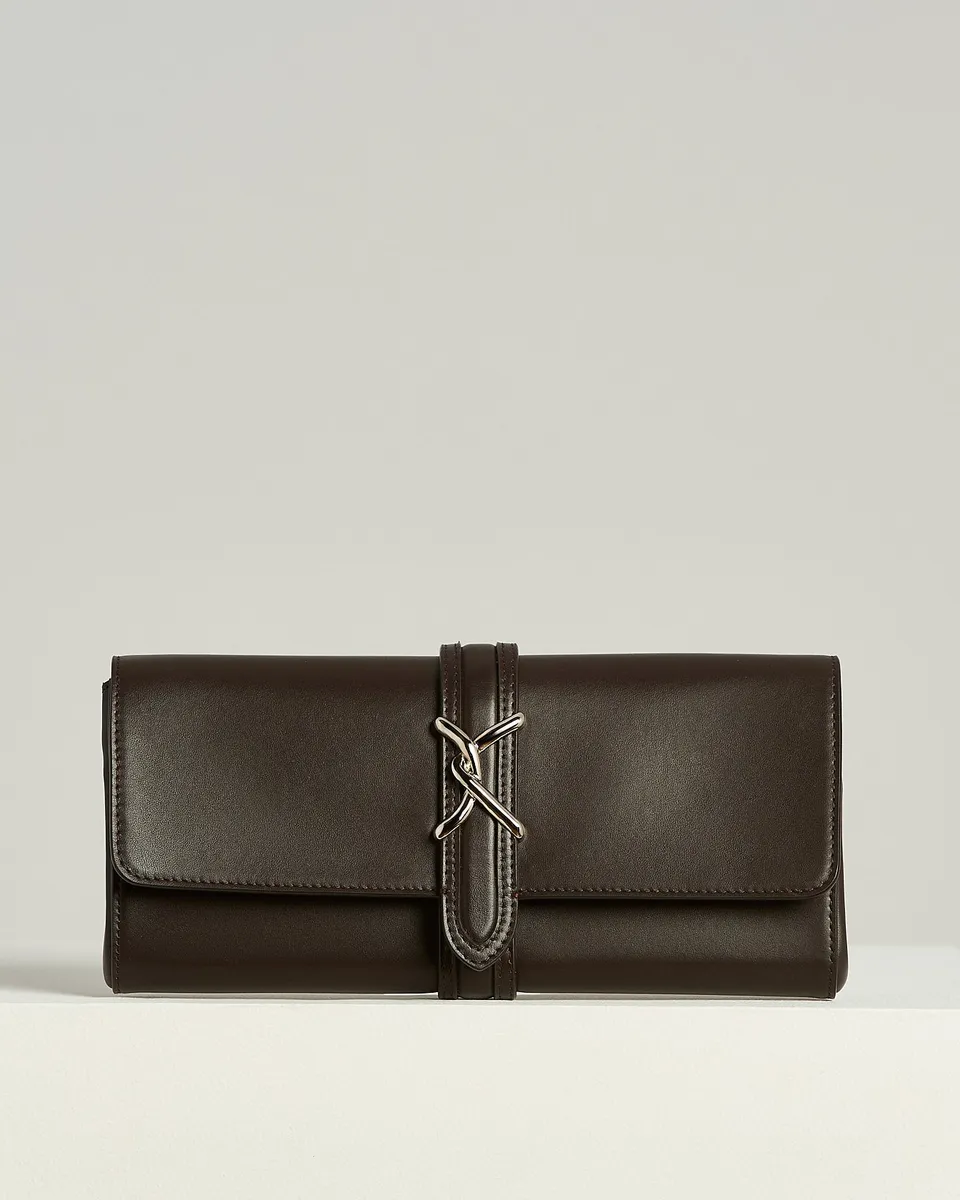 Kiton Isabel Leder Clutch dunkelbraun TU Abendtasche