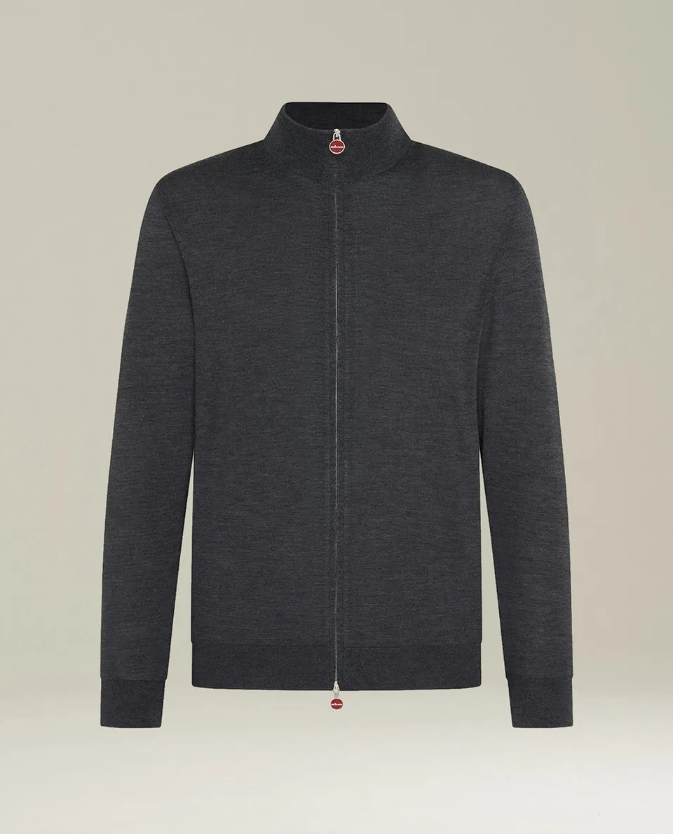 Kiton Zip Jacke Wolle Stehkragen Grau Gr.L