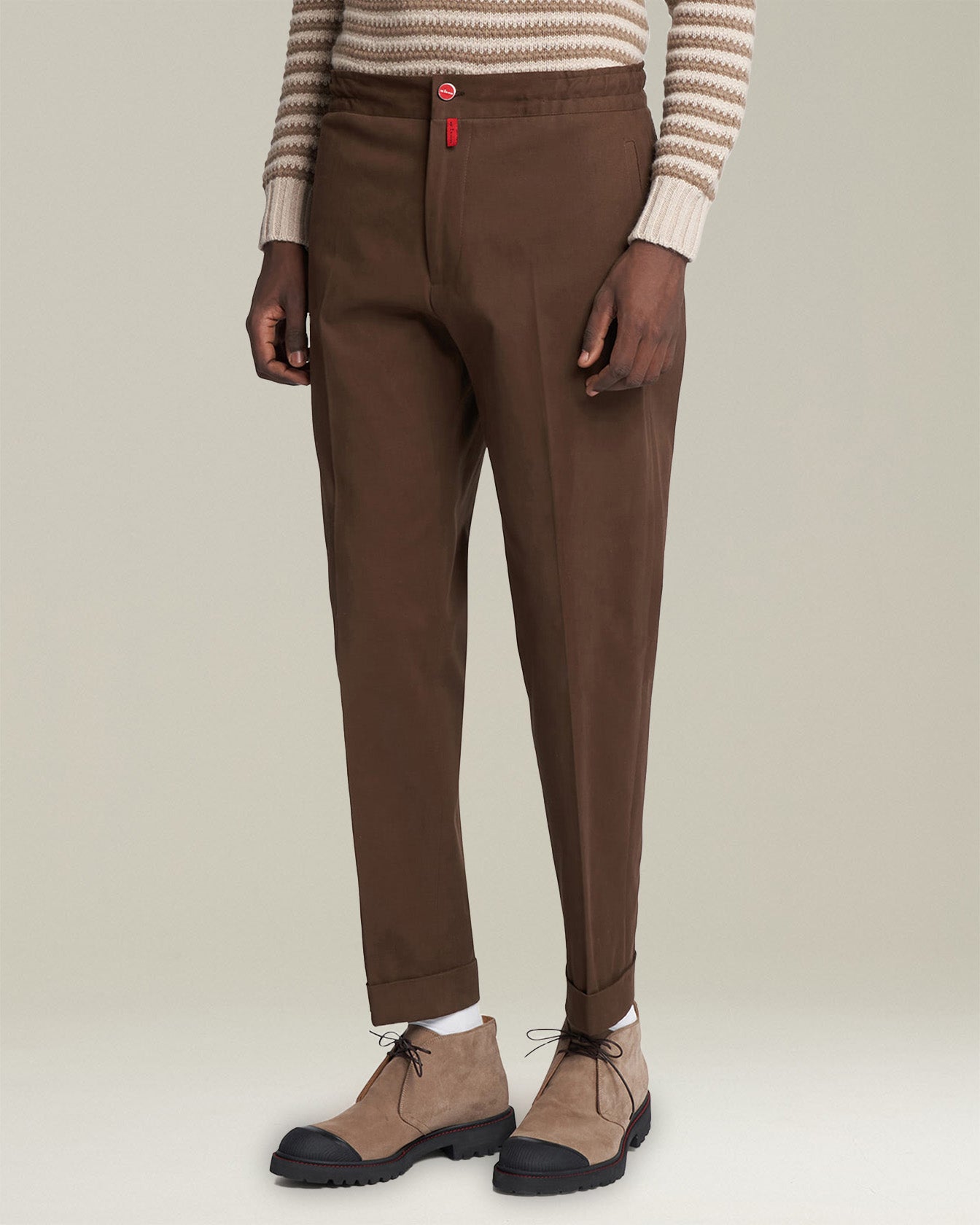 Kiton Trousers Baumwollhose braun Kordelzug Jogger