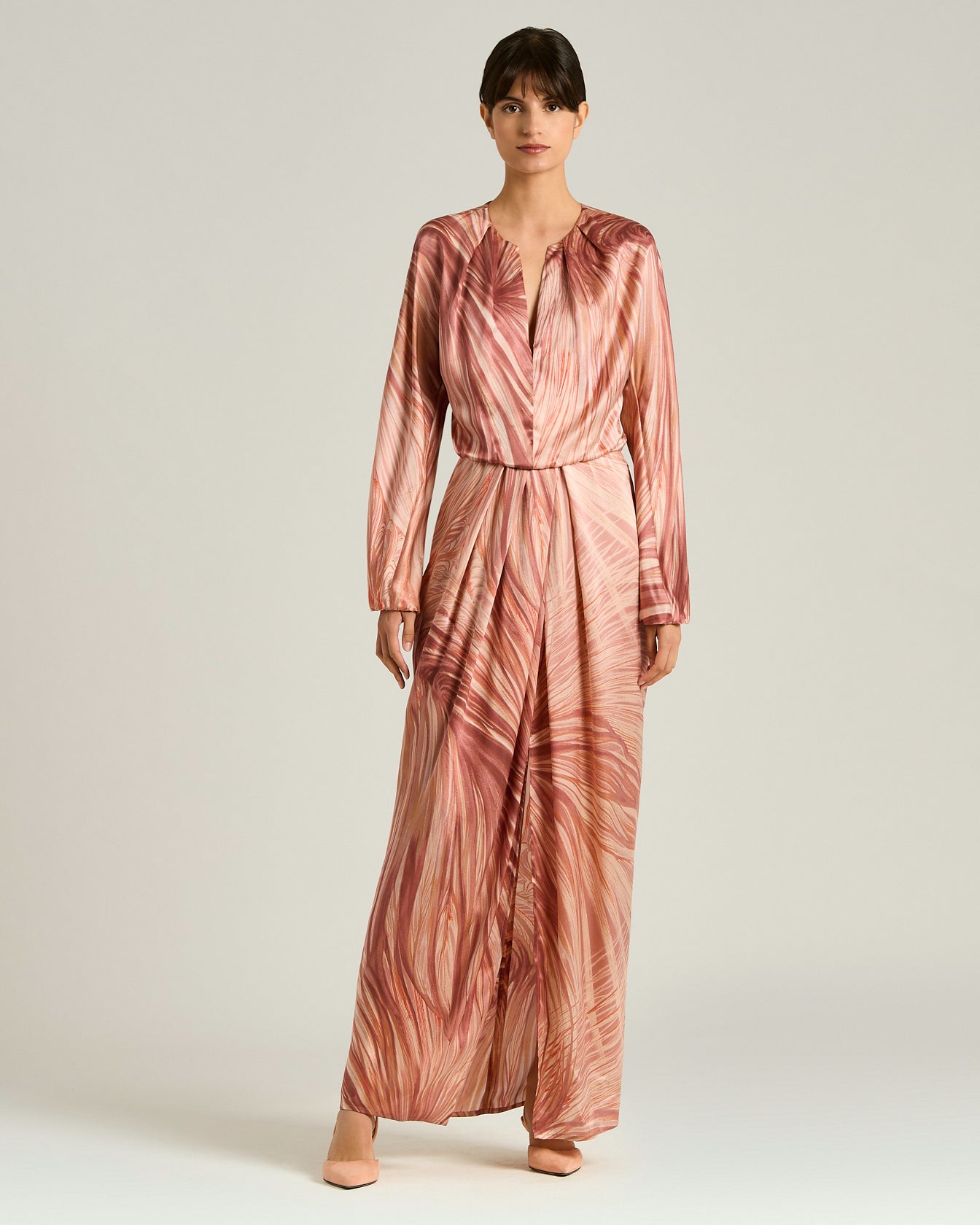 Kiton Dresses rosa Satinkleid Seide Rückenöffnung Gr. 40