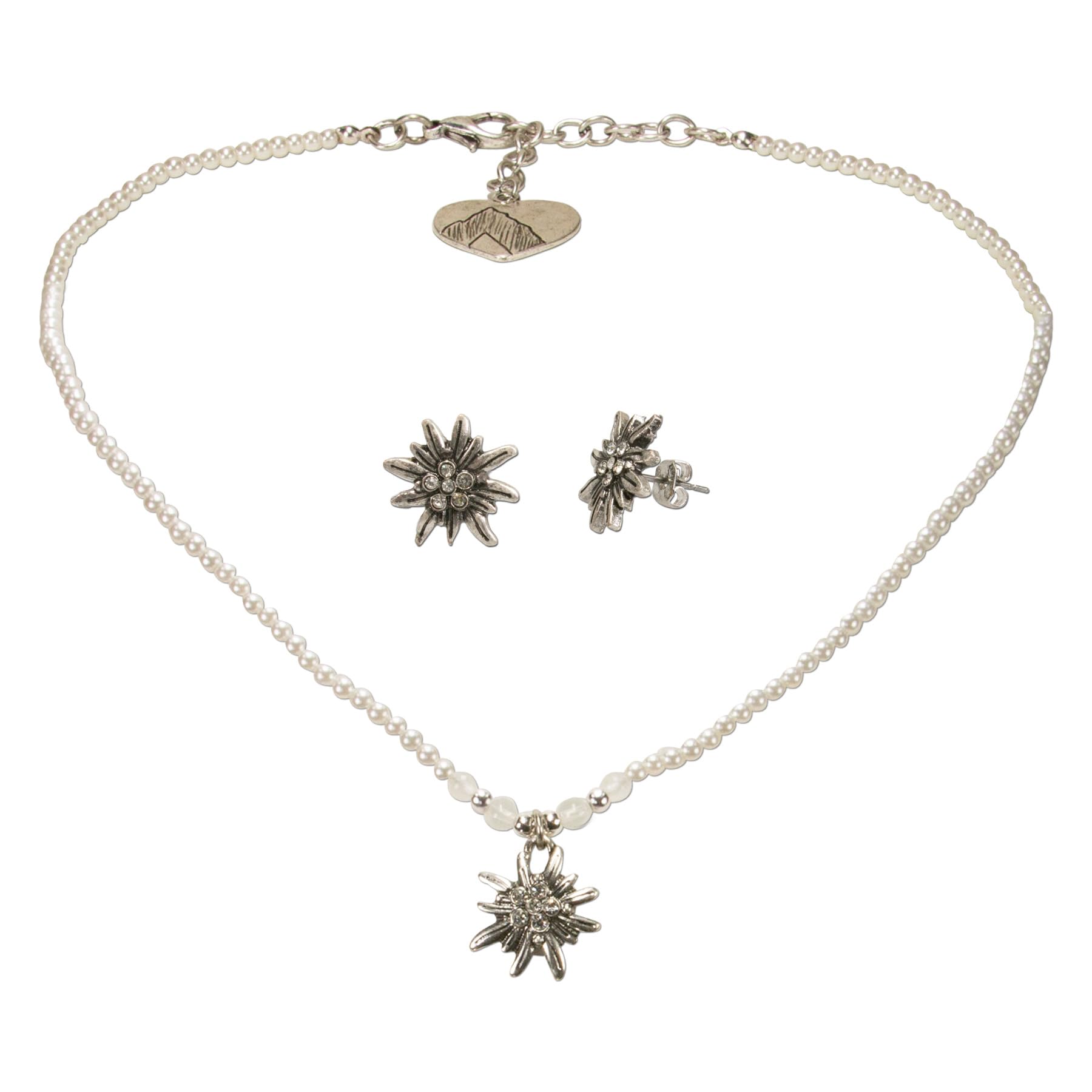Alpenflüstern DAHEIM SET061 Trachtenschmuck-Set Perlen creme-weiß