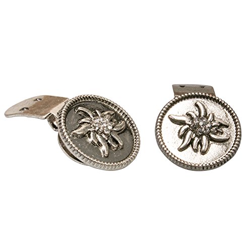 Alpenflüstern DAHEIM API100 Schuhclips Strass-Edelweiß antik-silber