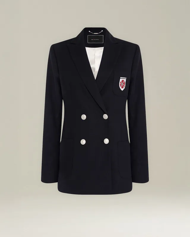 Kiton Tennis Blazer Wolle Gr. 40 doppelreihig blau