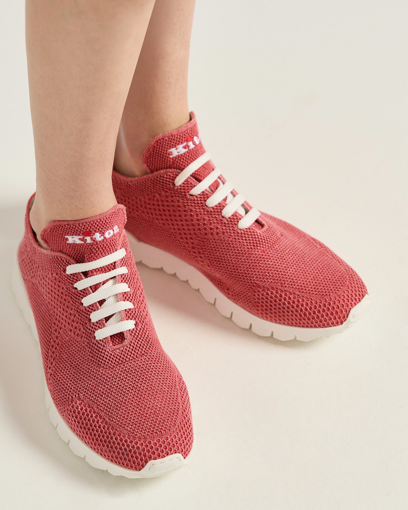 Kiton Fits Sneaker Baumwolle Kalbsleder rosa Gr. 38
