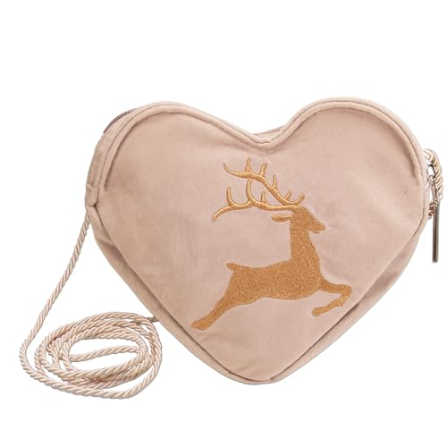 Alpenflüstern DAHEIM Herztasche Hirsch DTA098 Dirndltasche Taupe-grau