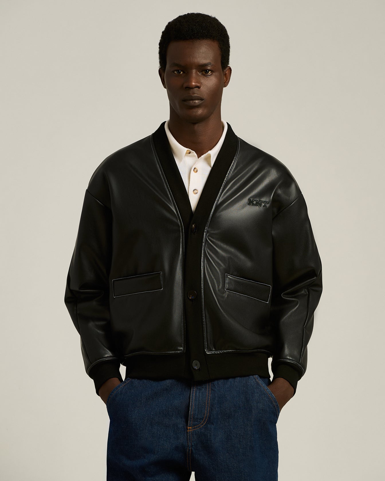 Kiton Outerwear Bomberjacke schwarz Kunstleder