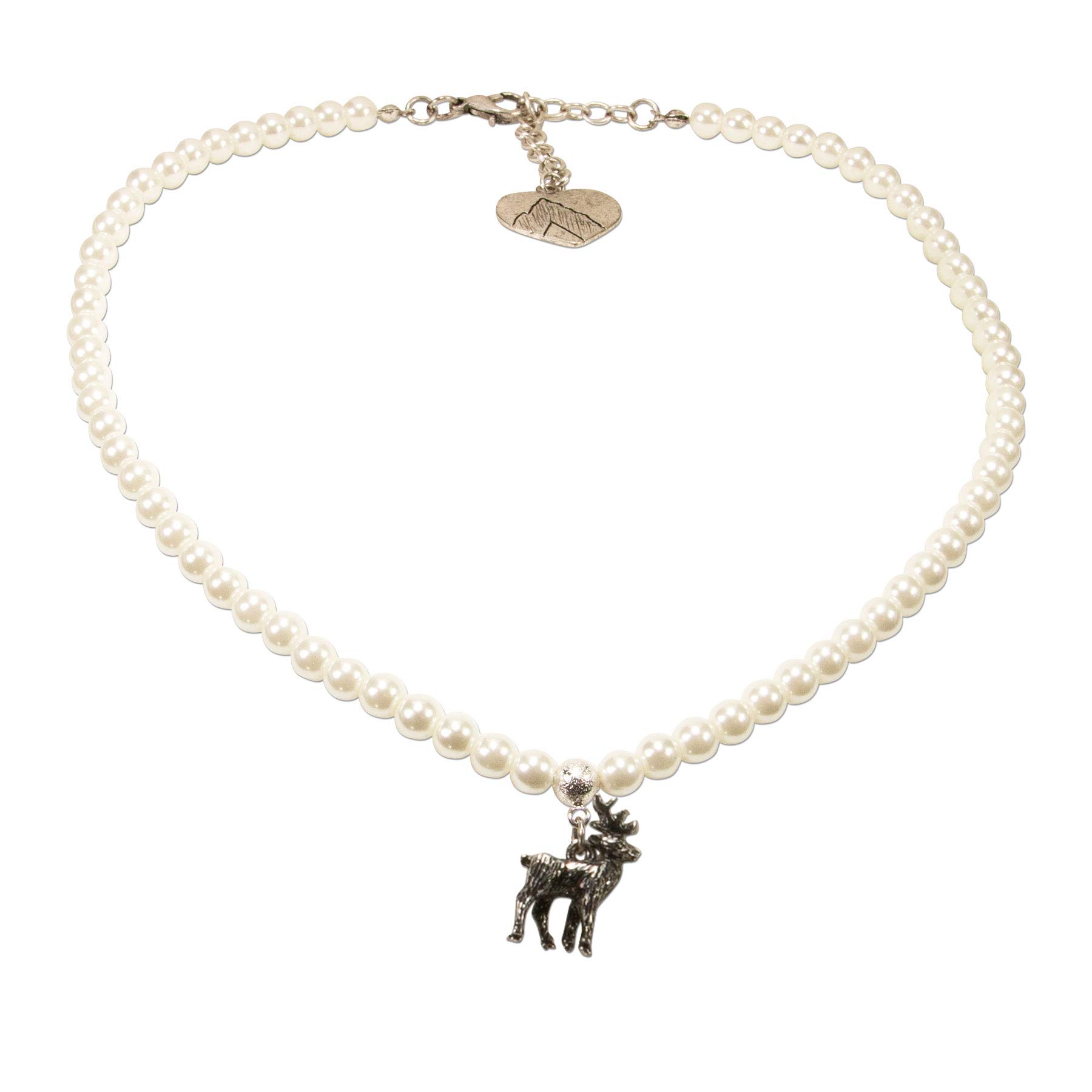Alpenflüstern DAHEIM DHK239 Perlen-Dirndlkette Hirsch Creme-weiß