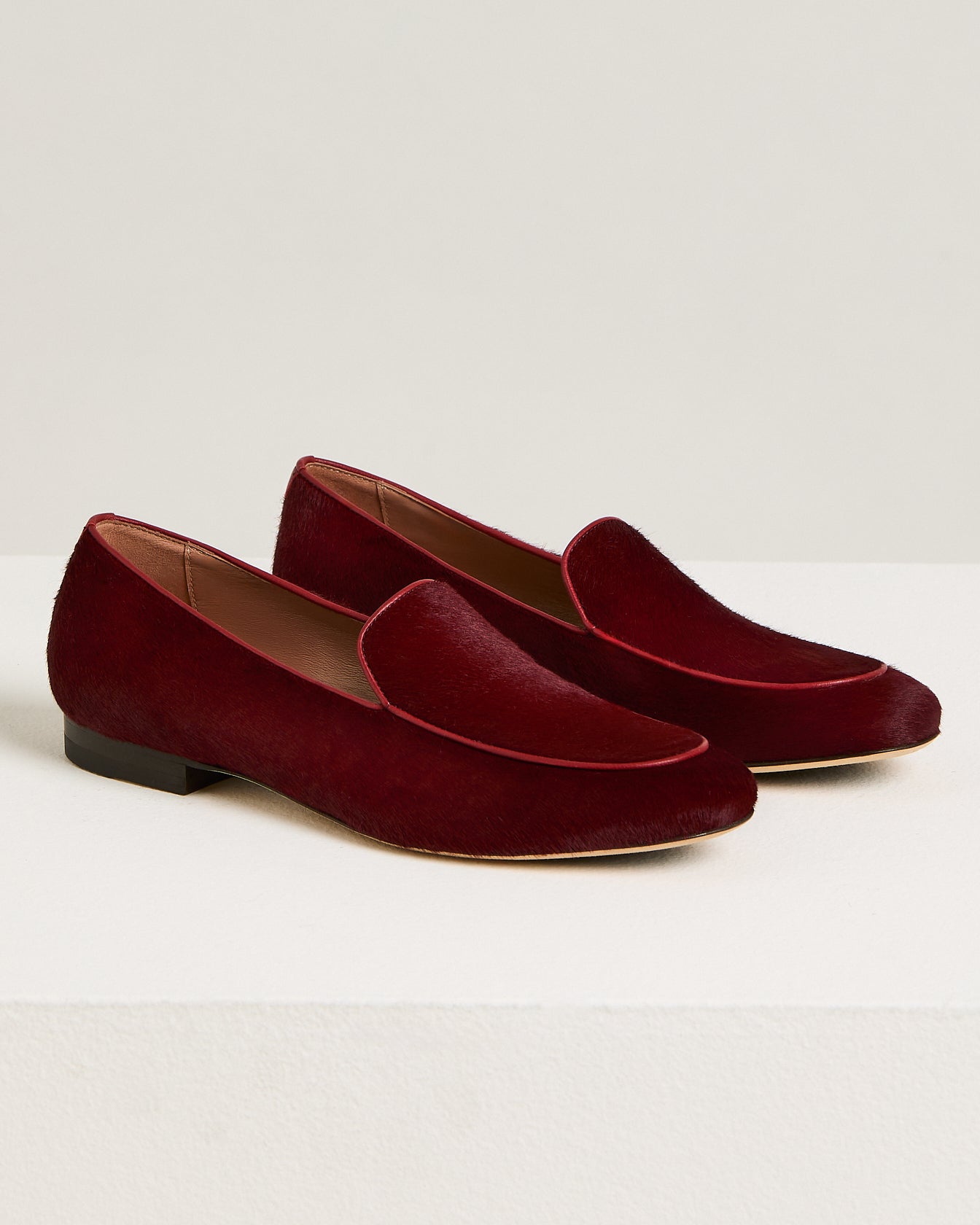 Kiton Shoes Loafer Kalbhaar Burgunderrot Rot