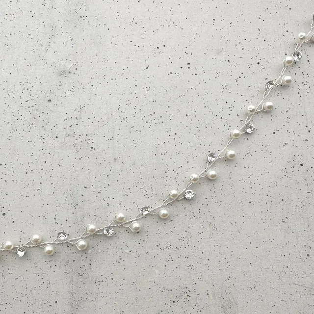 Perlenbräute Haarschmuck Basic III Headpiece Silber Perlen