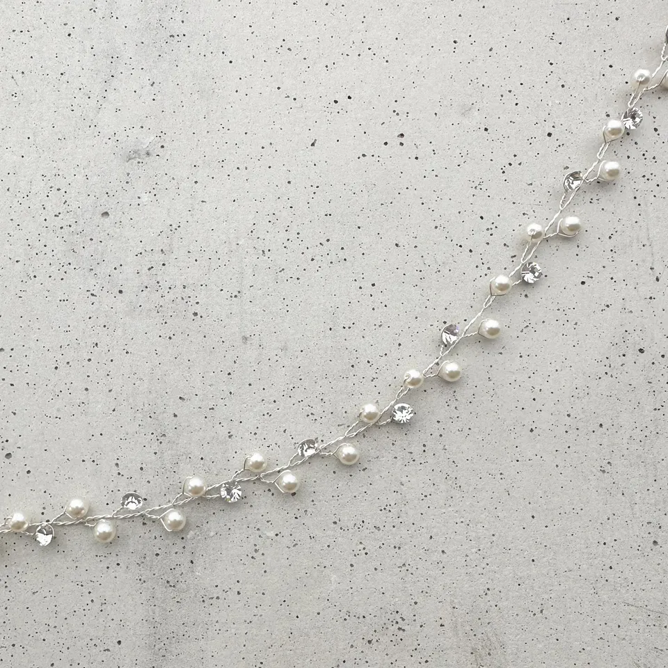Perlenbräute Haarschmuck Basic III Headpiece Silber Perlen