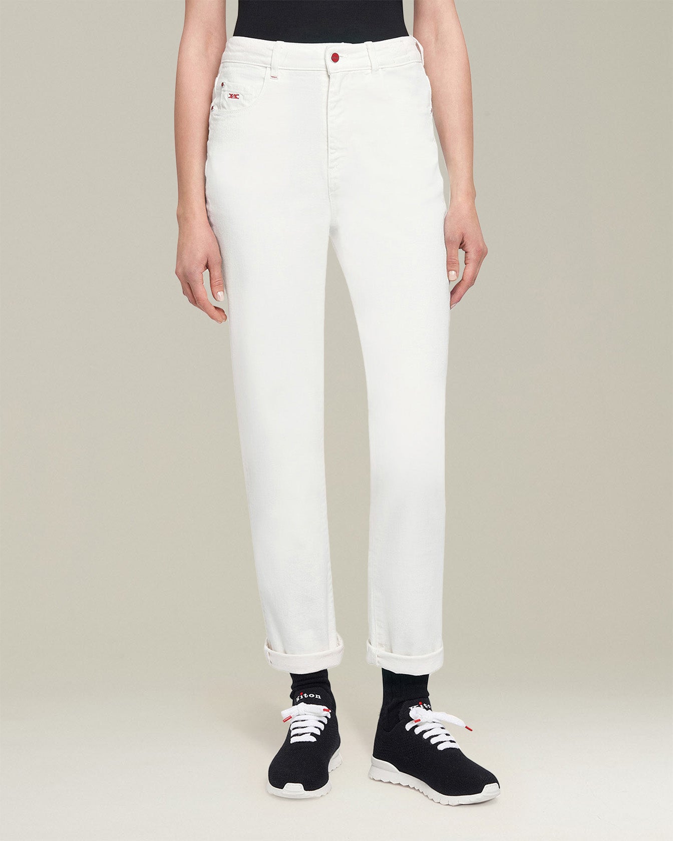 Kiton Trousers Jeans Weiß Slim 5-Pocket Baumwolle